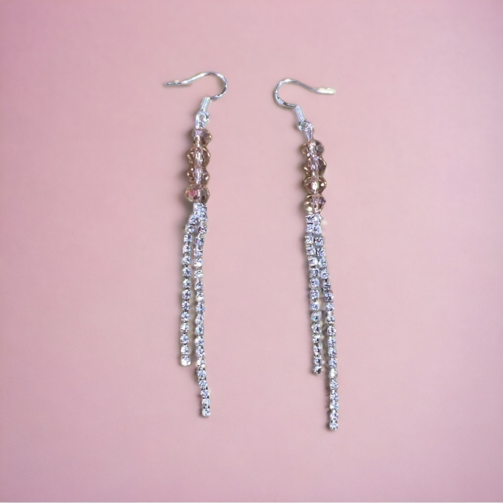 925 Sterling Silver Crystal Tassel Earrings Elegant Evening Jewelry Anniversary